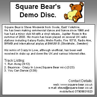 The demo disc I gave out. Fingers crossed!